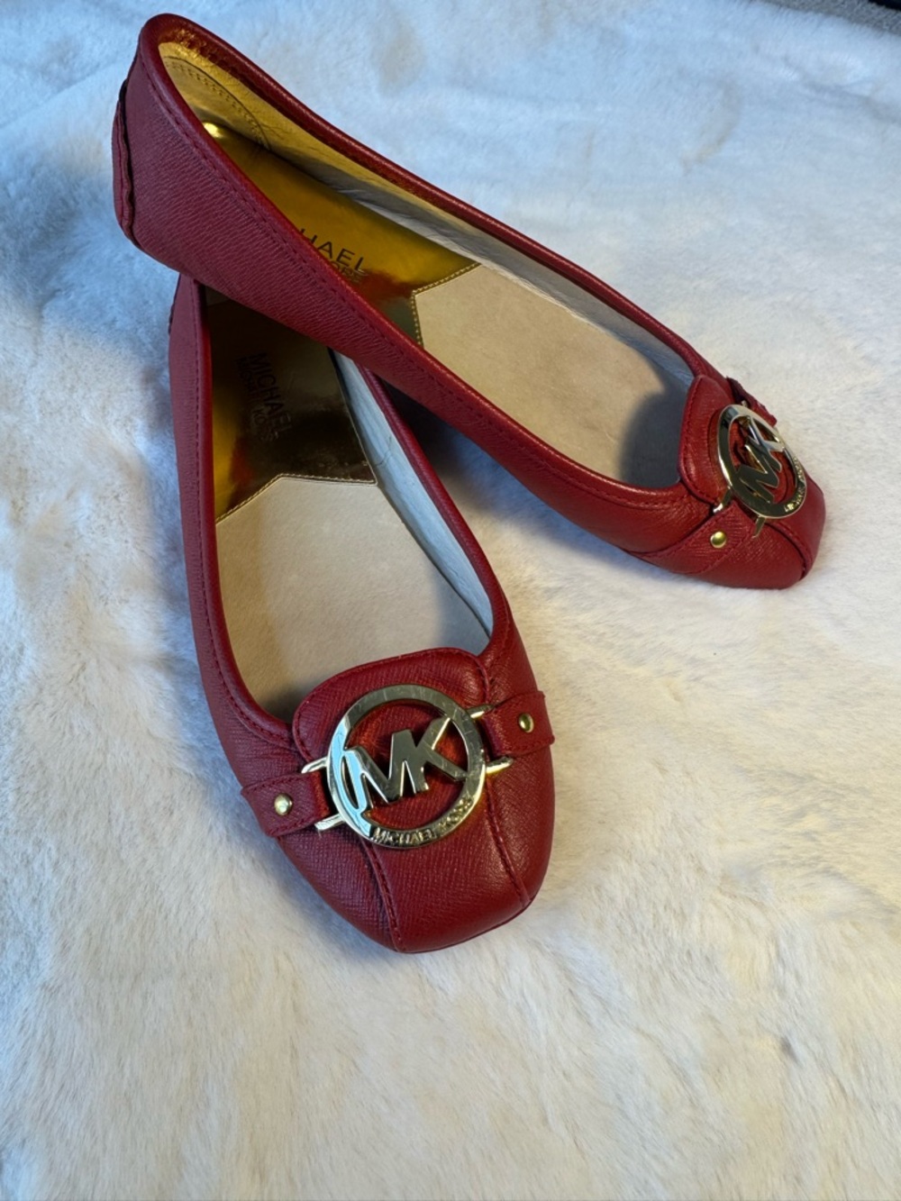 MICHAEL Michael Kors Red and Gold Fulton Moc Ballet Flats Size 6.5